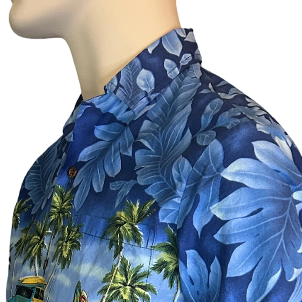 AL HA Republic Hawaiian Shirt Tiki Vintage 90s Chemise Woody Wagons Surf Boards - Picture 7 of 15